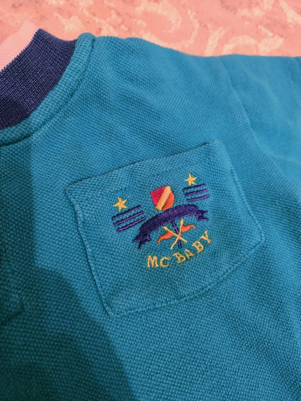 Vintage 1990s McKids McBaby Turquoise Blue 2pc Shirt & Shorts Set